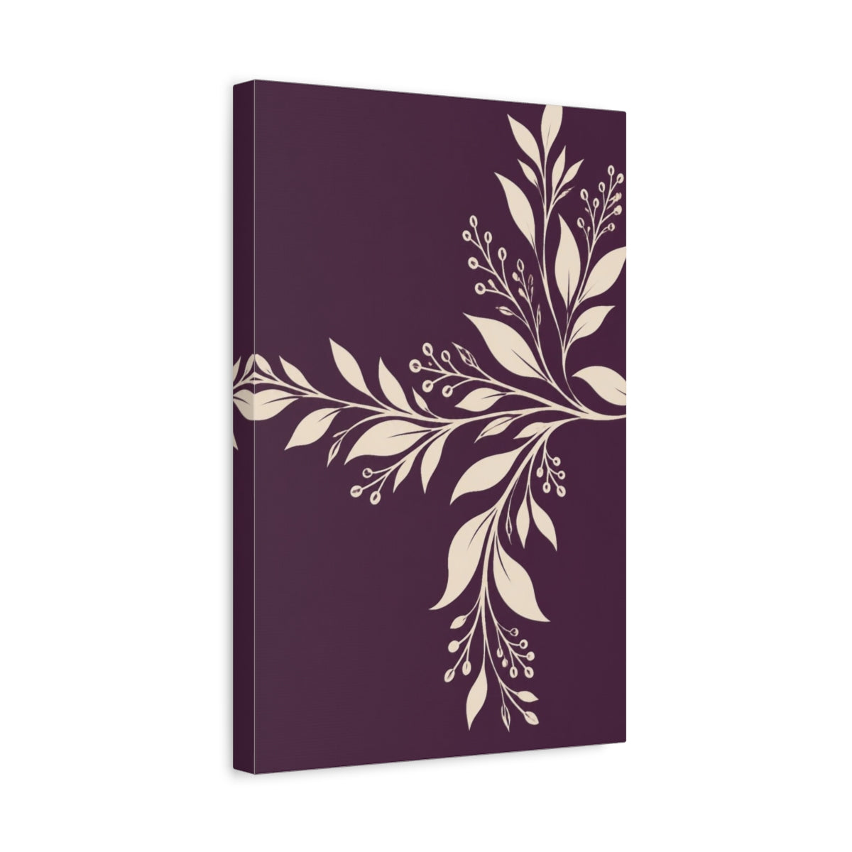 Side Mockup 4. Modern Ivory Botanical shown as canvas print