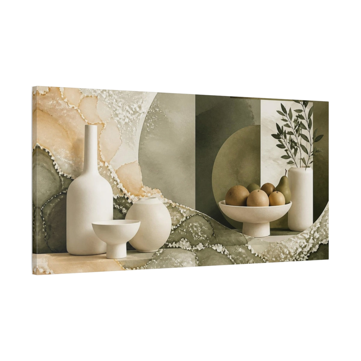 Main Mockup. Modern Ivory Vessels shown as canvas print