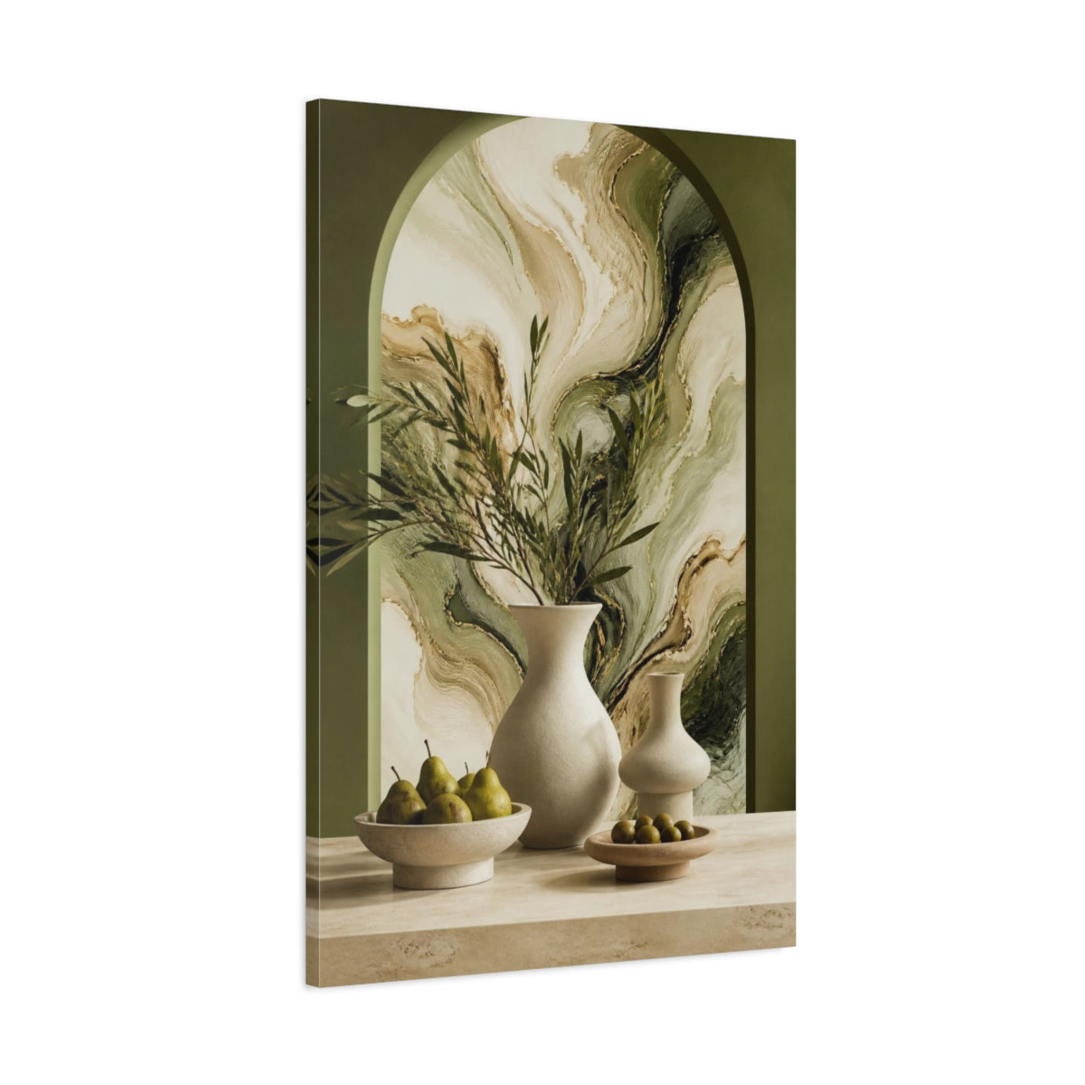 Main Mockup. Modern Ivory Vessels shown as canvas print