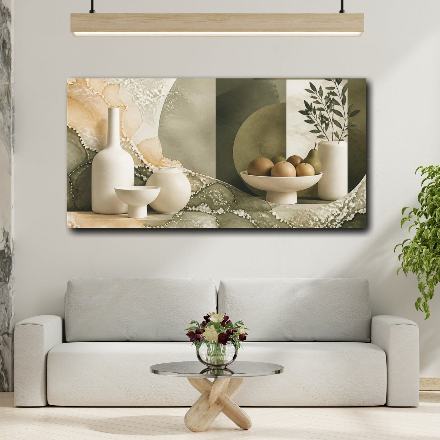 Mockup 2. Modern Ivory Vessels shown as canvas print