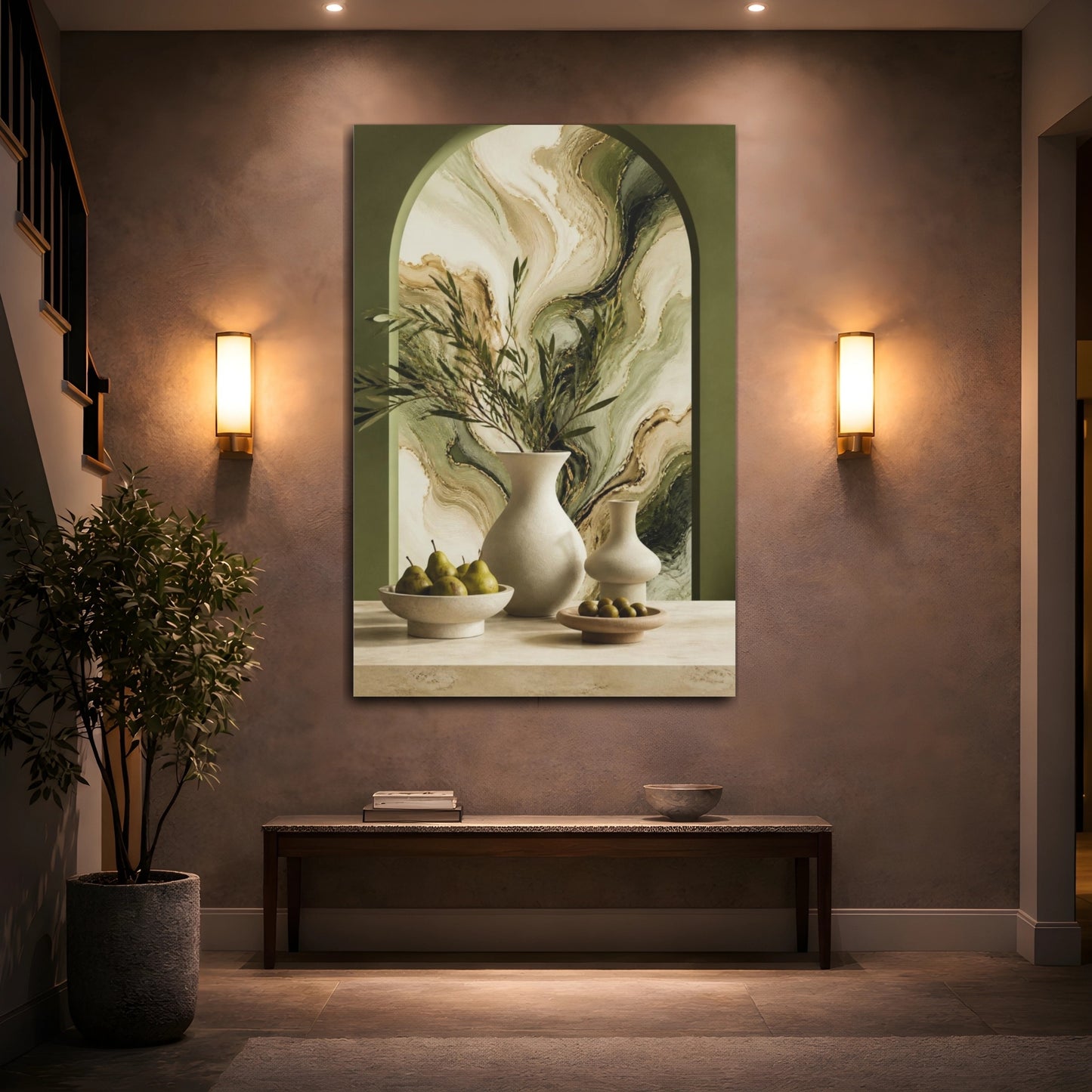 Mockup 2. Modern Ivory Vessels shown as canvas print