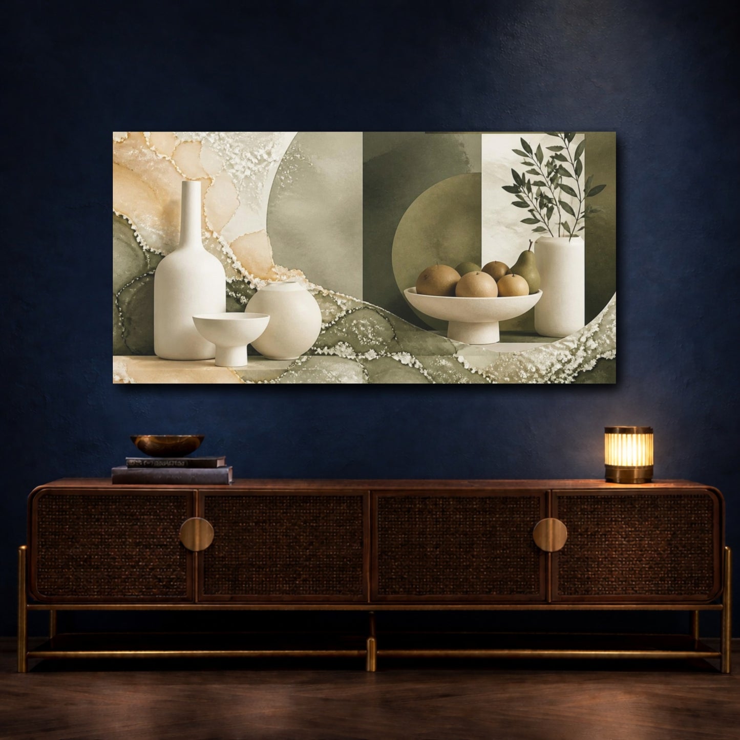 Mockup 4. Modern Ivory Vessels shown as canvas print