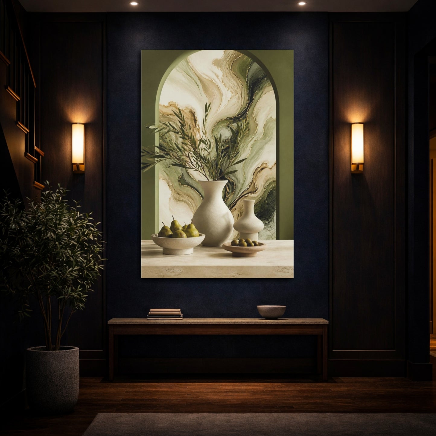 Mockup 4. Modern Ivory Vessels shown as canvas print
