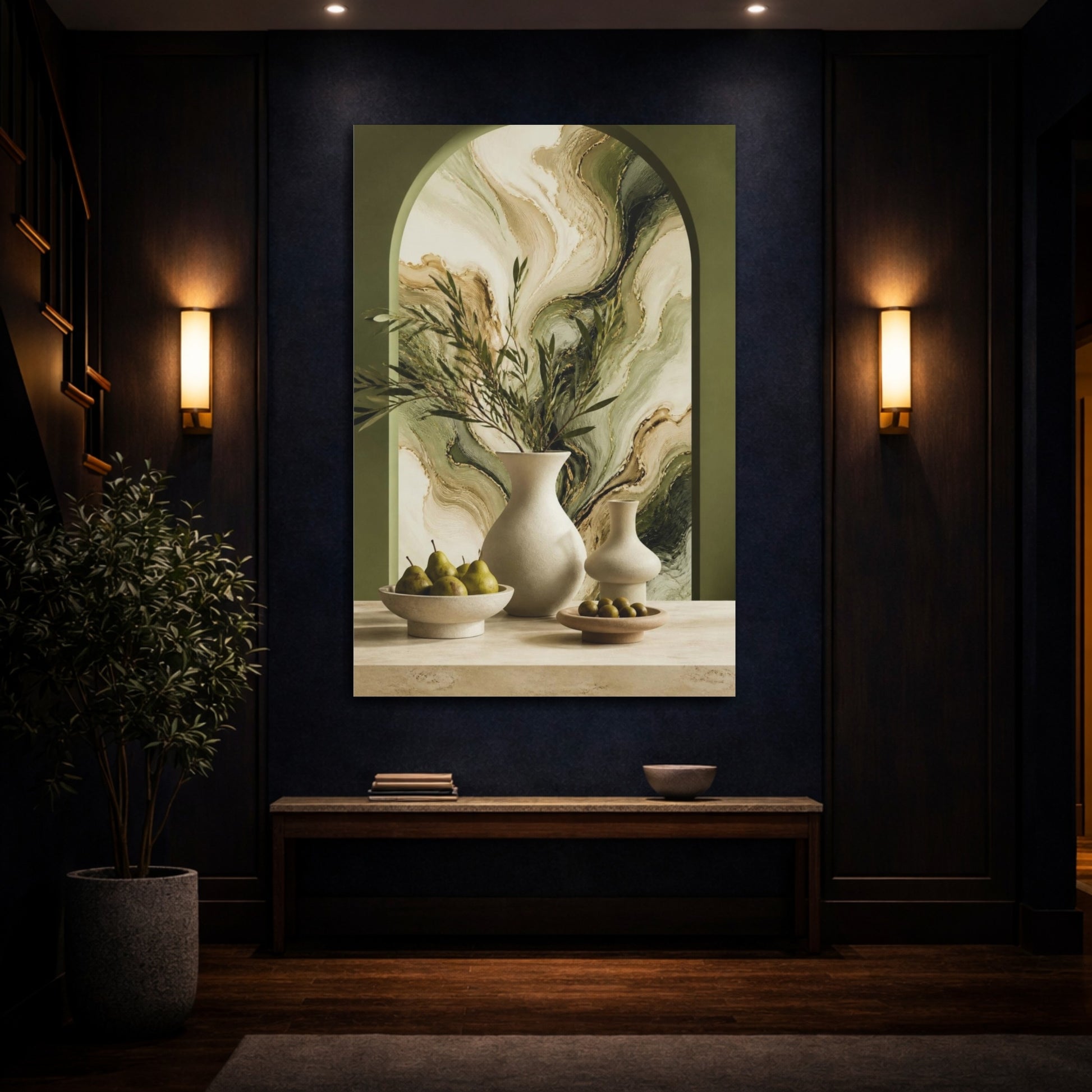 Mockup 4. Modern Ivory Vessels shown as canvas print