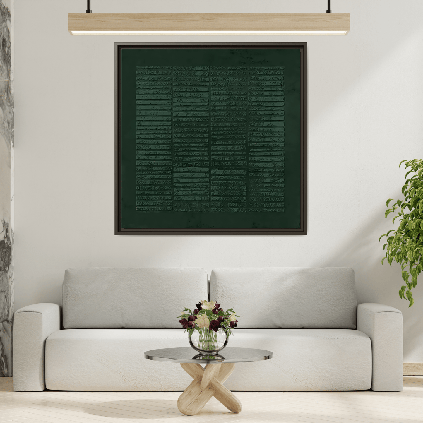 Modern Japanese Green Canvas Print - Framed Wabi - Sabi Abstract Wall Art - YesArtYes