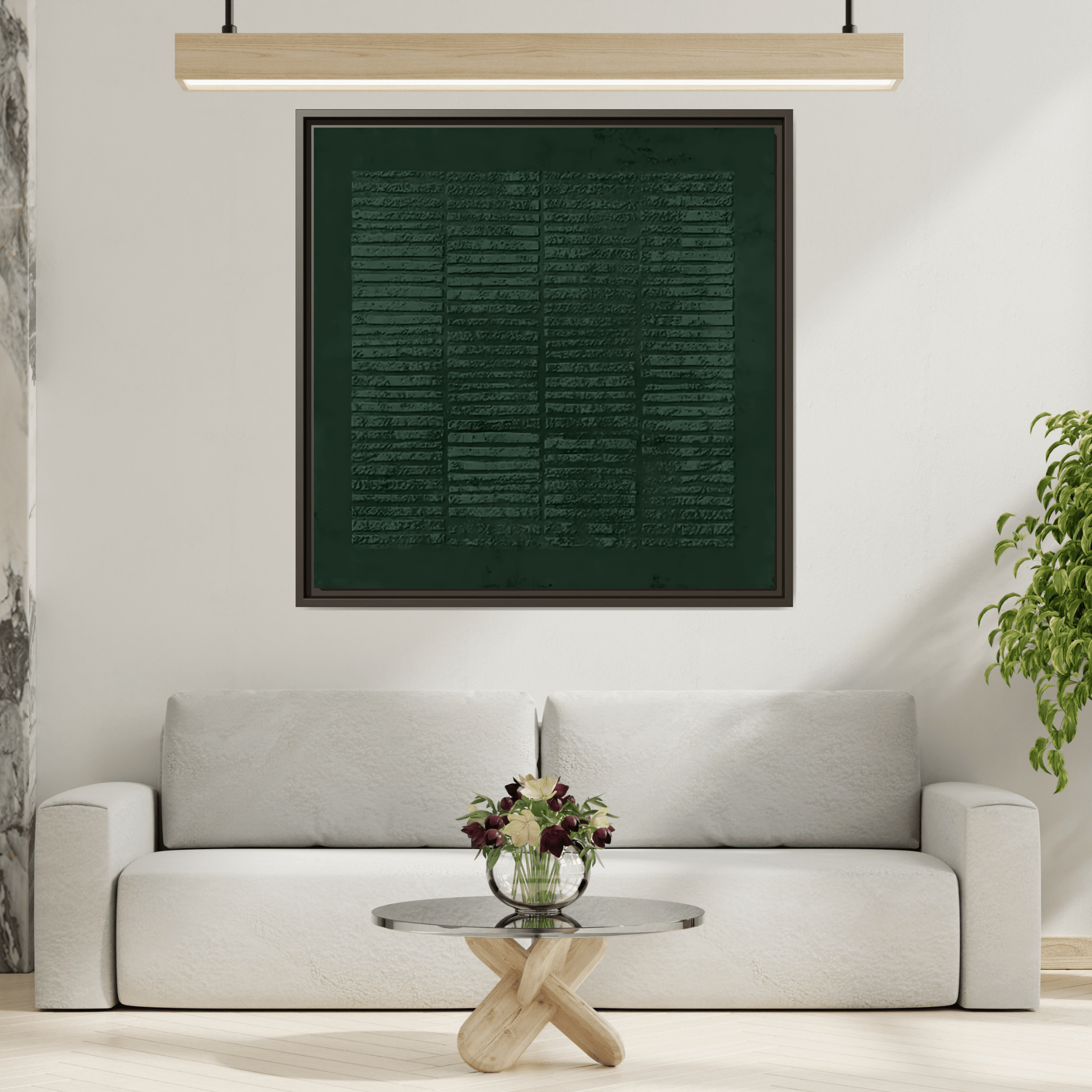 Modern Japanese Green Canvas Print - Framed Wabi - Sabi Abstract Wall Art - YesArtYes