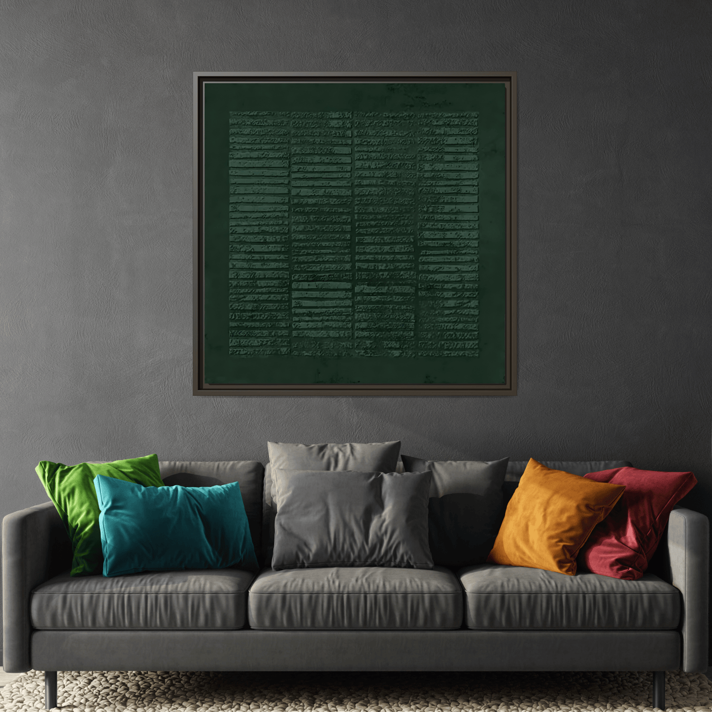 Modern Japanese Green Canvas Print - Framed Wabi - Sabi Abstract Wall Art - YesArtYes