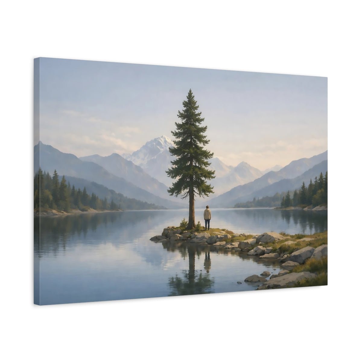 Modern Landscape Tranquil Pine Tree Nature - Canvas Wall Art Print - YesArtYes