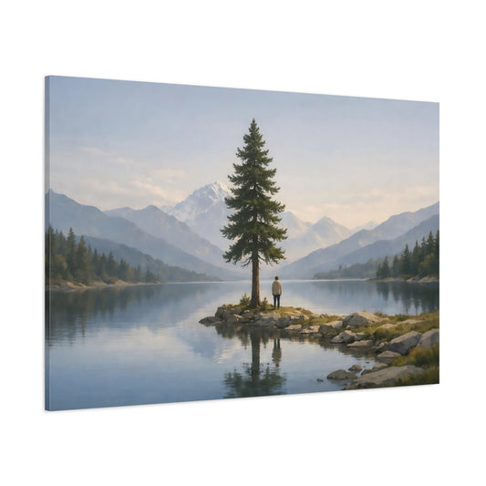 Modern Landscape Tranquil Pine Tree Nature - Canvas Wall Art Print - YesArtYes