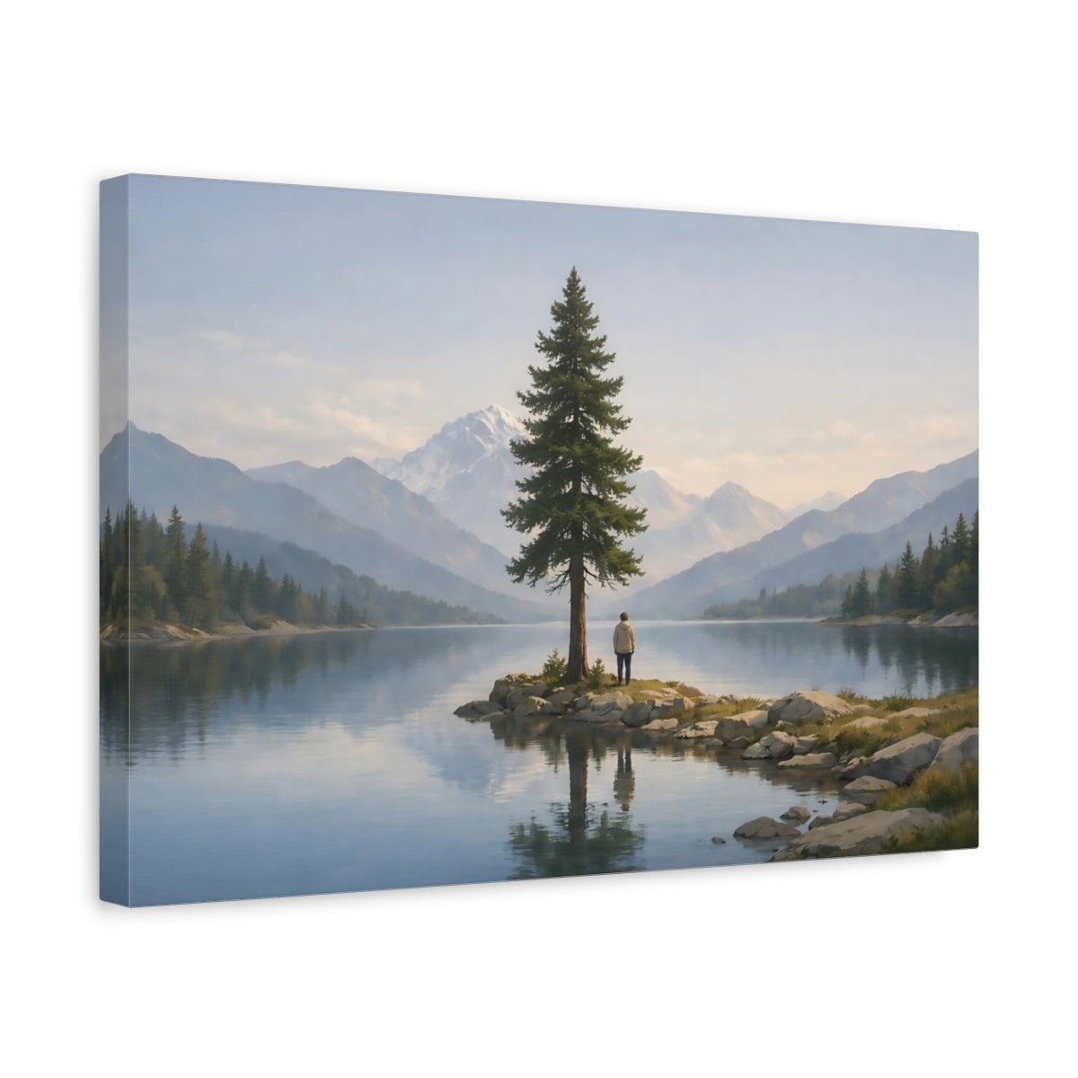Modern Landscape Tranquil Pine Tree Nature - Canvas Wall Art Print - YesArtYes