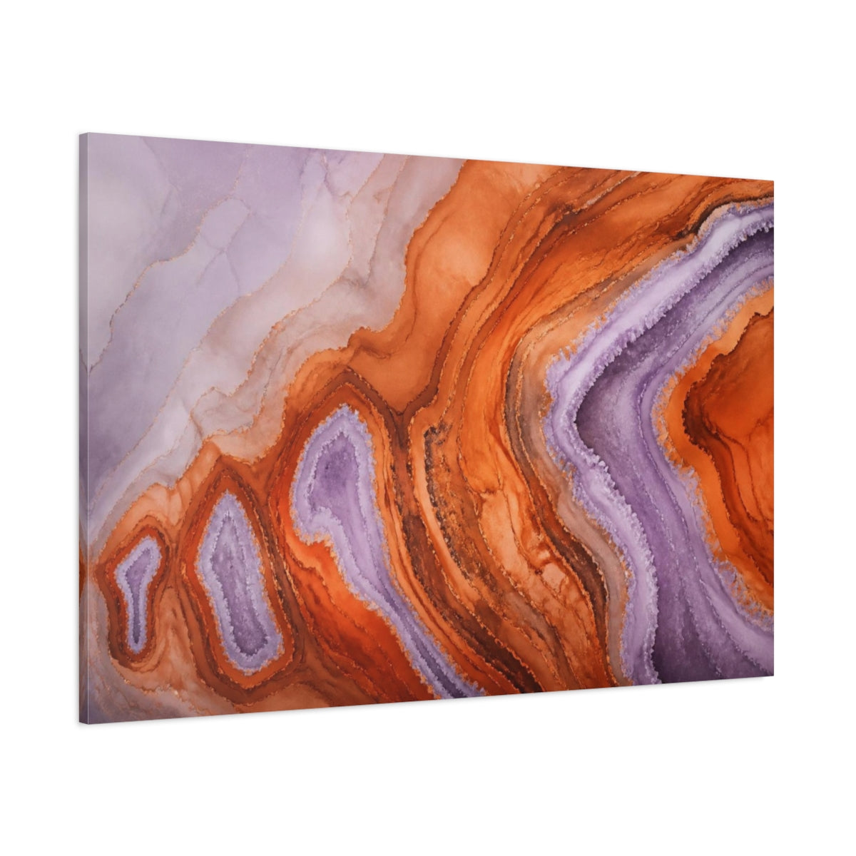 Side Mockup 1. Modern Lavender Geode shown as canvas print