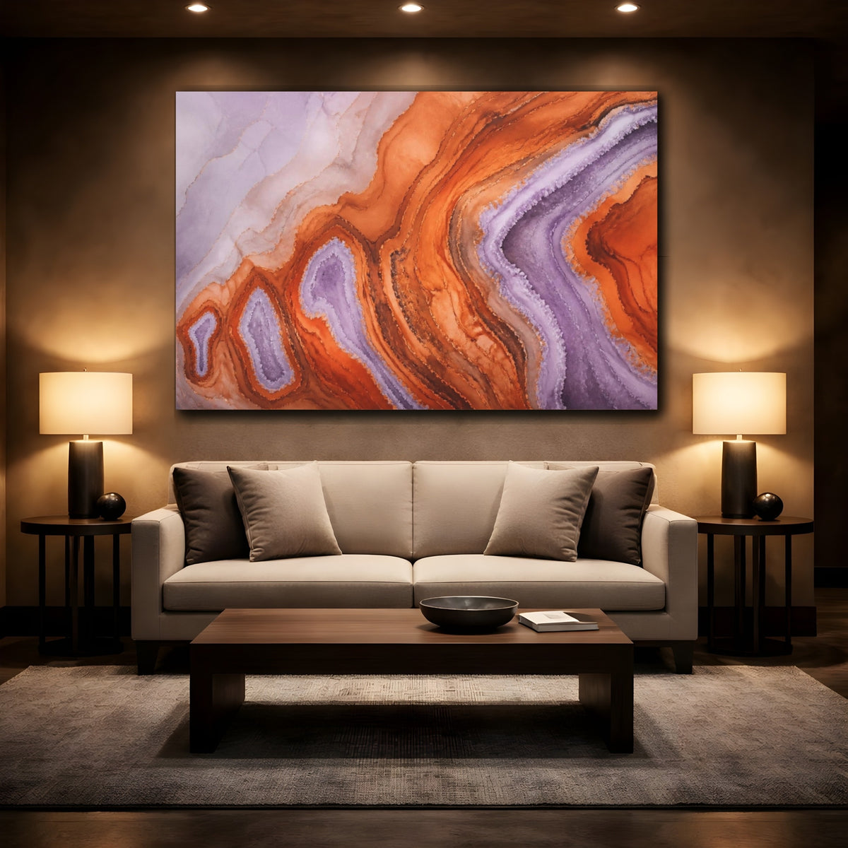 Mockup 2. Modern Lavender Geode shown as canvas print