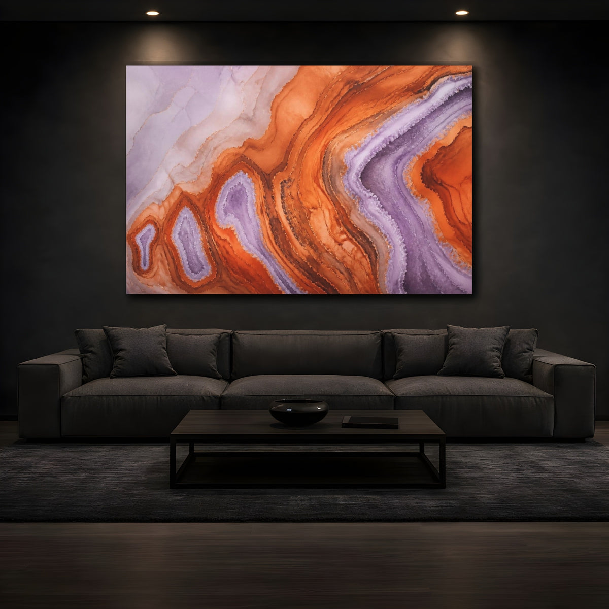 Mockup 3. Modern Lavender Geode shown as canvas print