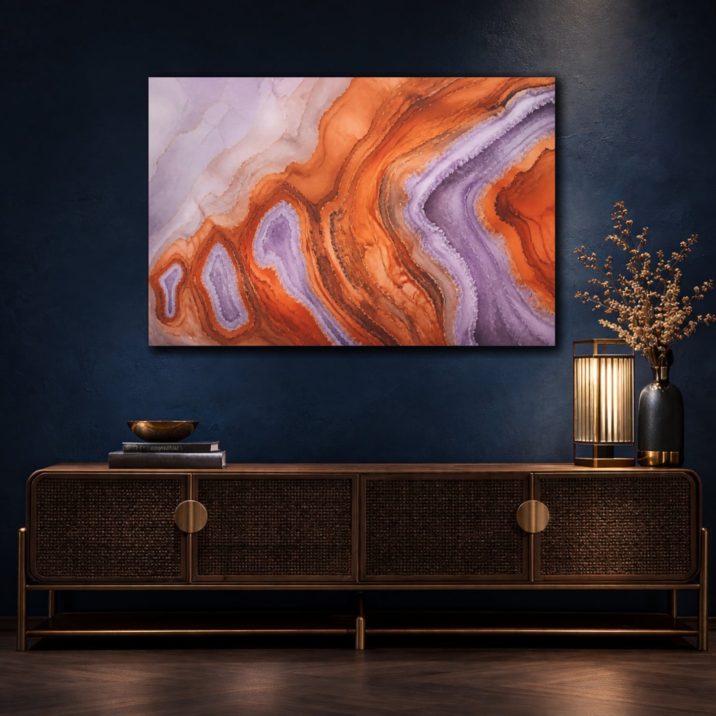 Mockup 4. Modern Lavender Geode shown as canvas print