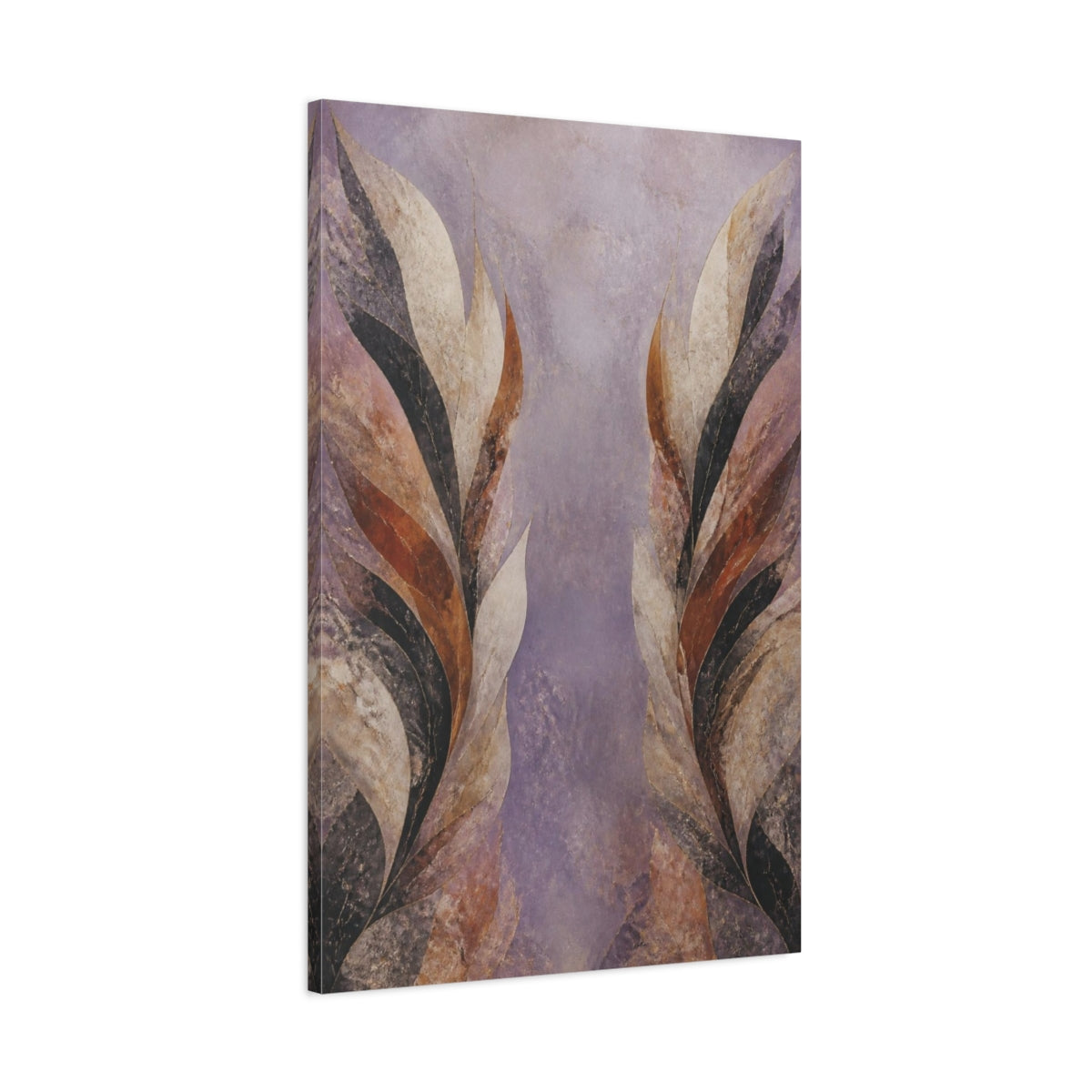 Main Mockup. Modern Lavender Leaf Wings shown as canvas print