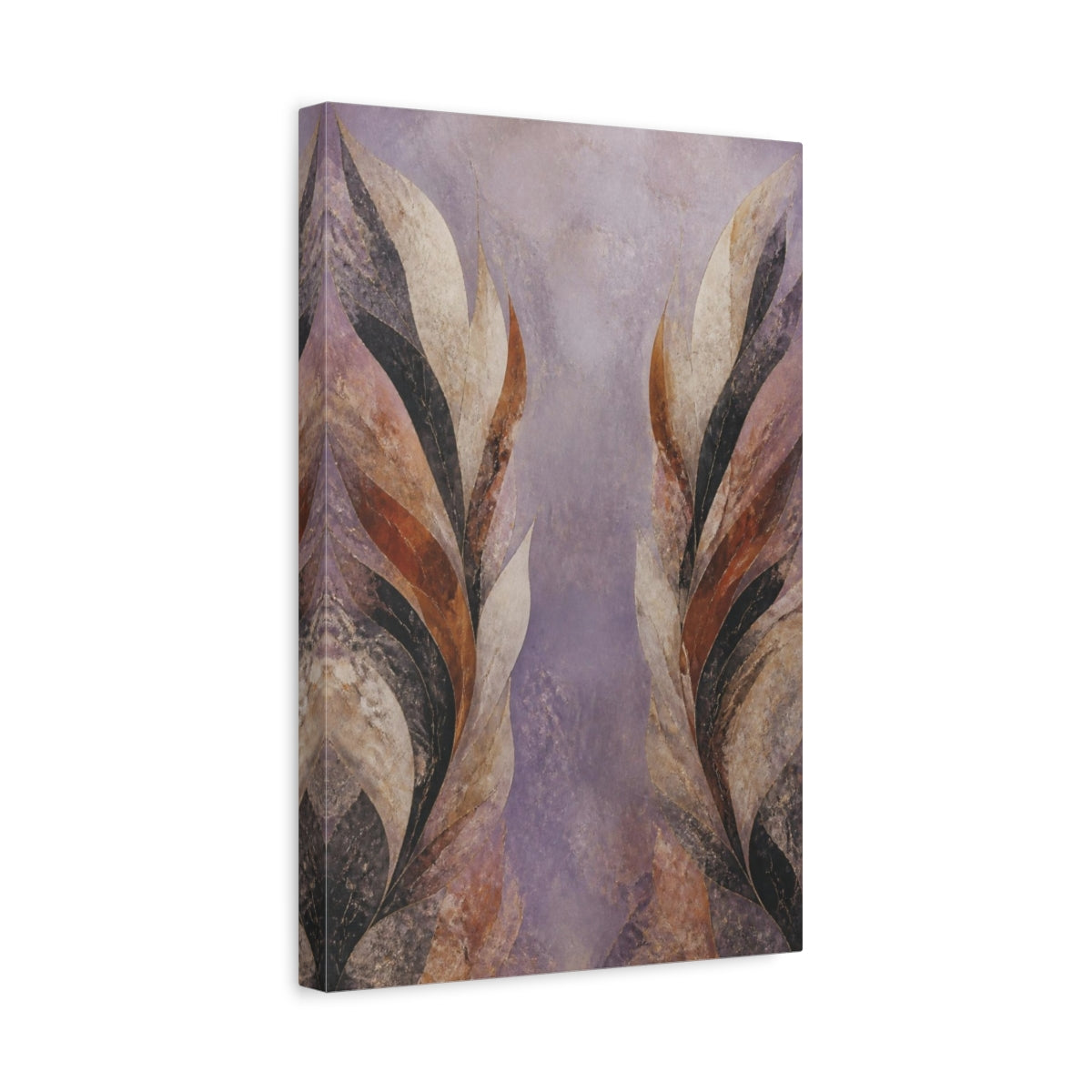 Side Mockup 4. Modern Lavender Leaf Wings shown as canvas print