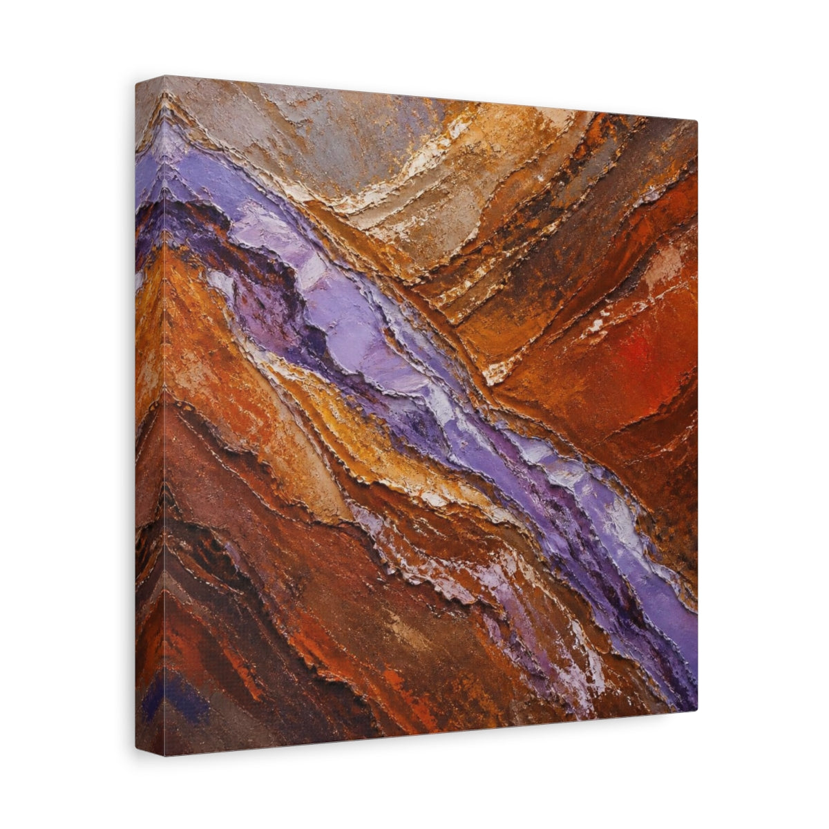 Side Mockup 8. Modern Lavender Strata shown as canvas print