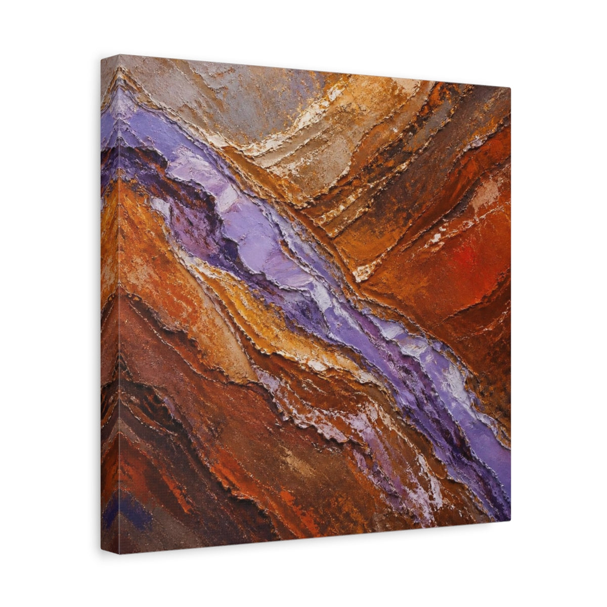 Side Mockup 7. Modern Lavender Strata shown as canvas print