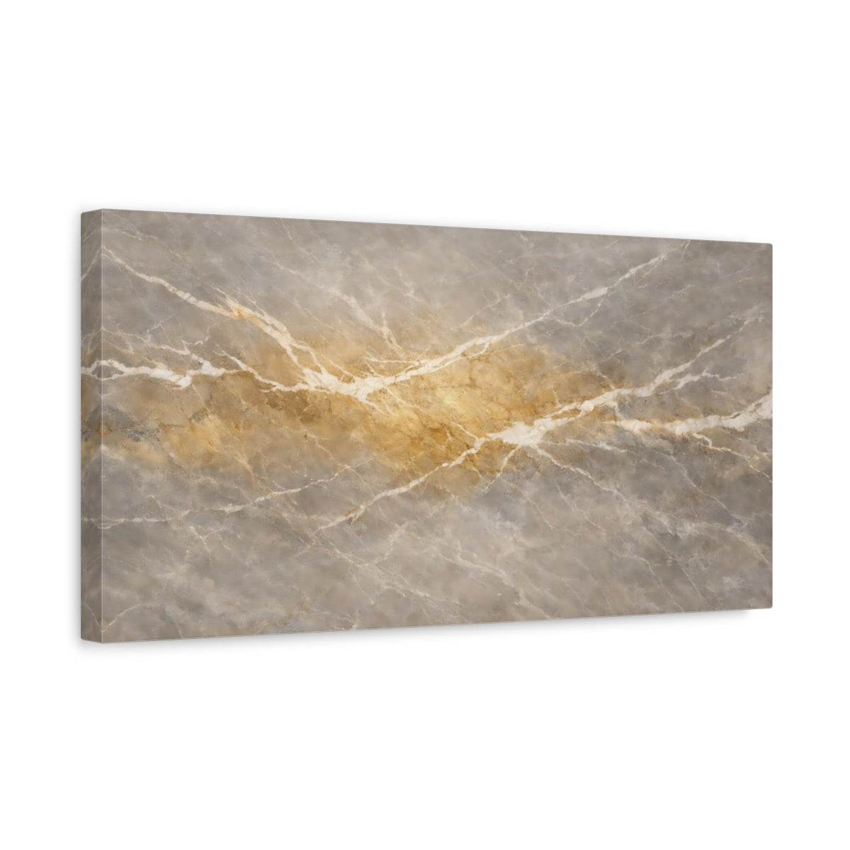 Side Mockup 3. Abstract Marble Texture Grey Gold Marble shown as stretched canvas wall art