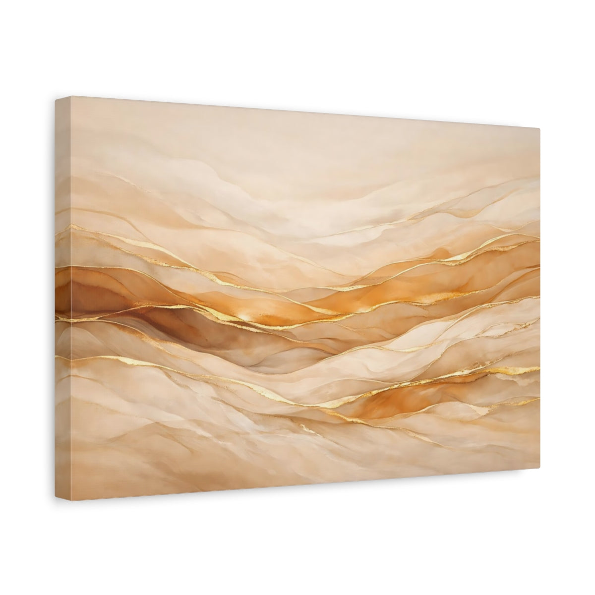 Side Mockup 4. Abstract Abstract Waves Gold Abstract Waves shown as stretched canvas wall art