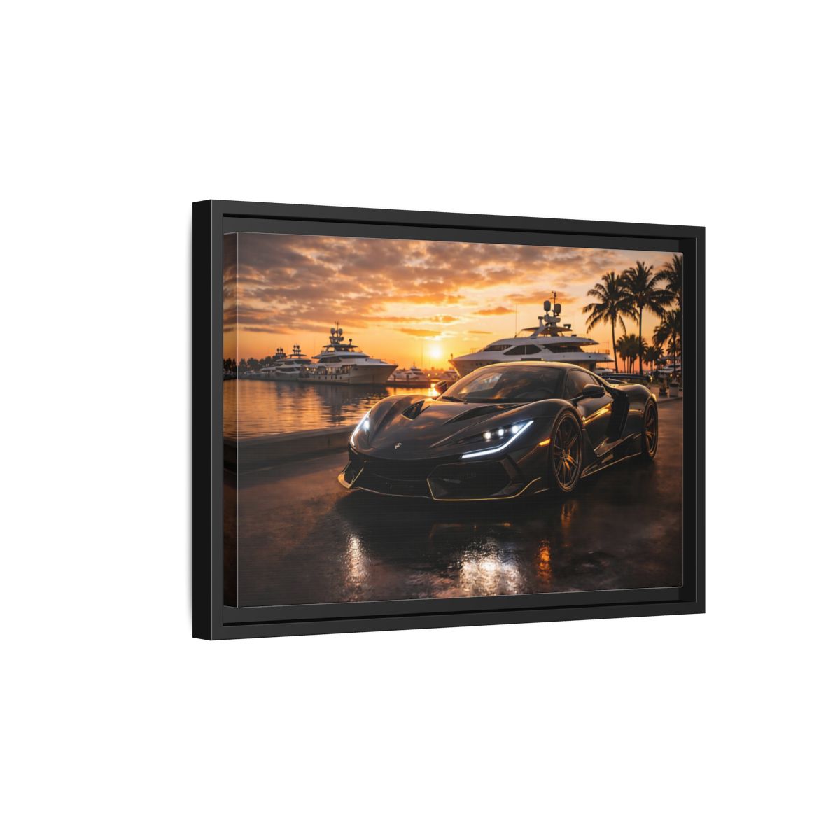 Side Mockup 6. Sports Sports Car Luxury Sports Car shown as stretched canvas wall art