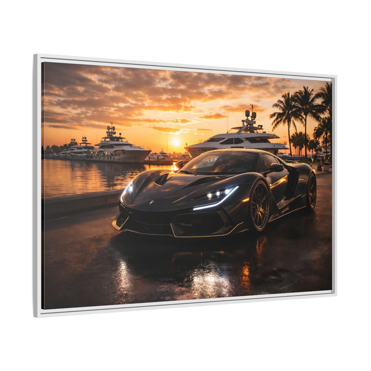 Side Mockup 7. Sports Sports Car Luxury Sports Car shown as stretched canvas wall art