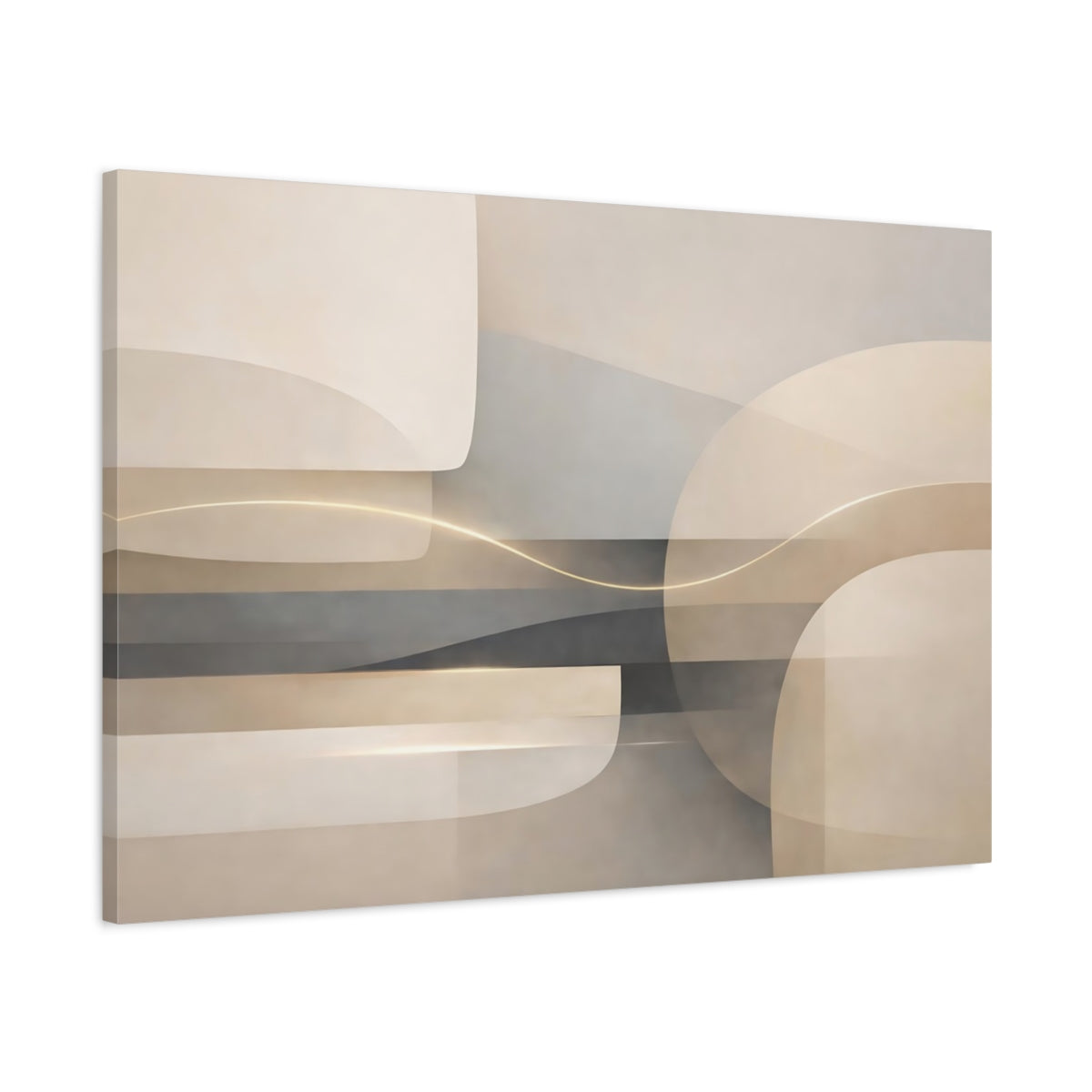 Side Mockup 1. Abstract Abstract Forms Neutral Abstract shown as stretched canvas wall art