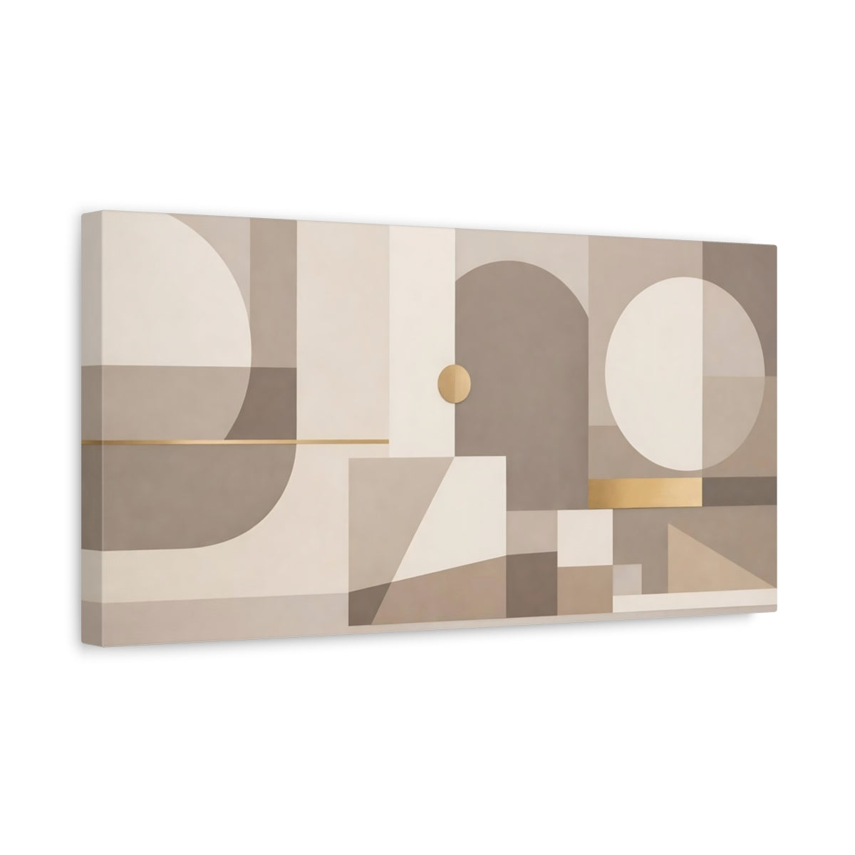 Side Mockup 3. Abstract Geometric Shapes Neutral Geometric shown as stretched canvas wall art