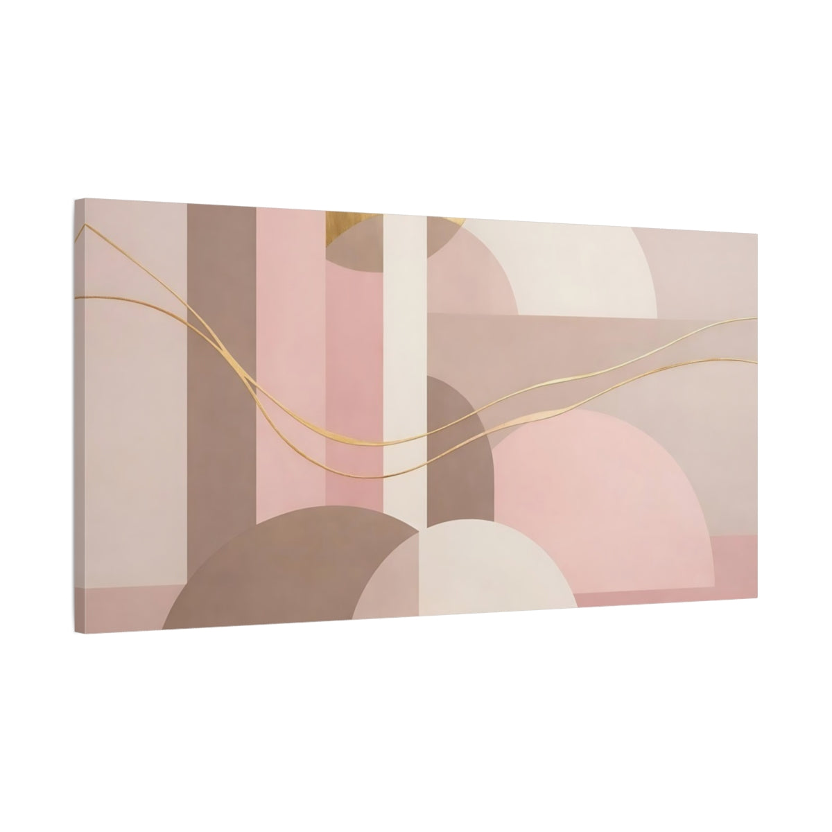 Side Mockup 1. Abstract Geometric Shapes Pink Brown Abstract shown as stretched canvas wall art