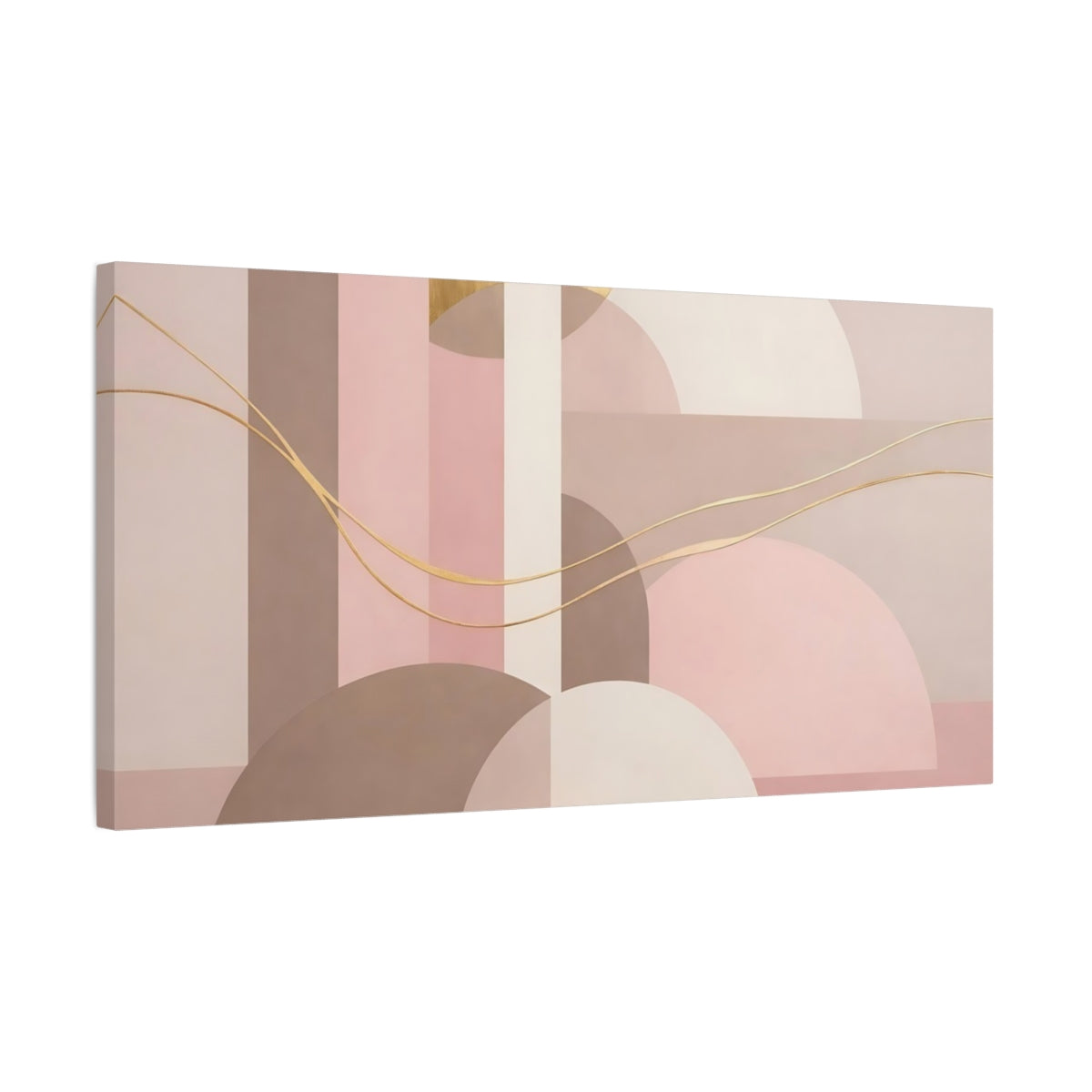 Side Mockup 2. Abstract Geometric Shapes Pink Brown Abstract shown as stretched canvas wall art