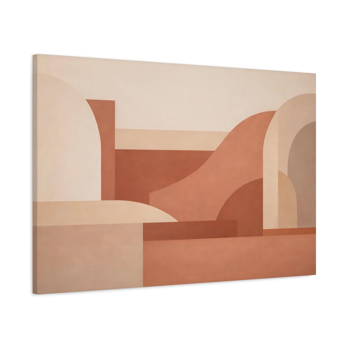 Side Mockup 1. Abstract Geometric Shapes Terracotta Abstract shown as stretched canvas wall art