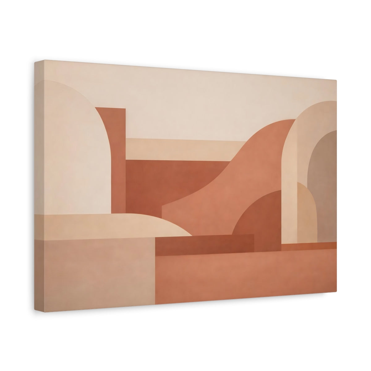Side Mockup 4. Abstract Geometric Shapes Terracotta Abstract shown as stretched canvas wall art