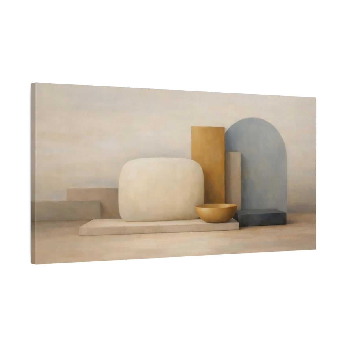 Side Mockup 1. Abstract Abstract Shapes Neutral Abstract shown as stretched canvas wall art