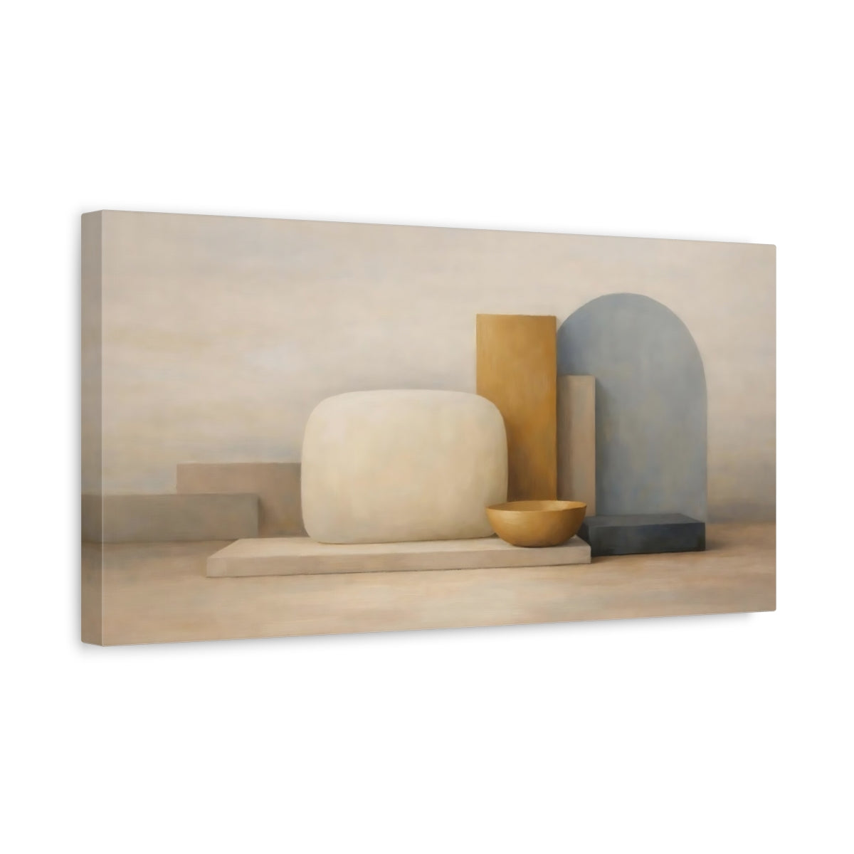 Side Mockup 3. Abstract Abstract Shapes Neutral Abstract shown as stretched canvas wall art
