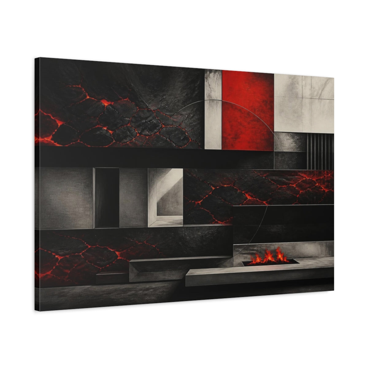 Main Mockup. Modern Molten Lava Panel shown as canvas print