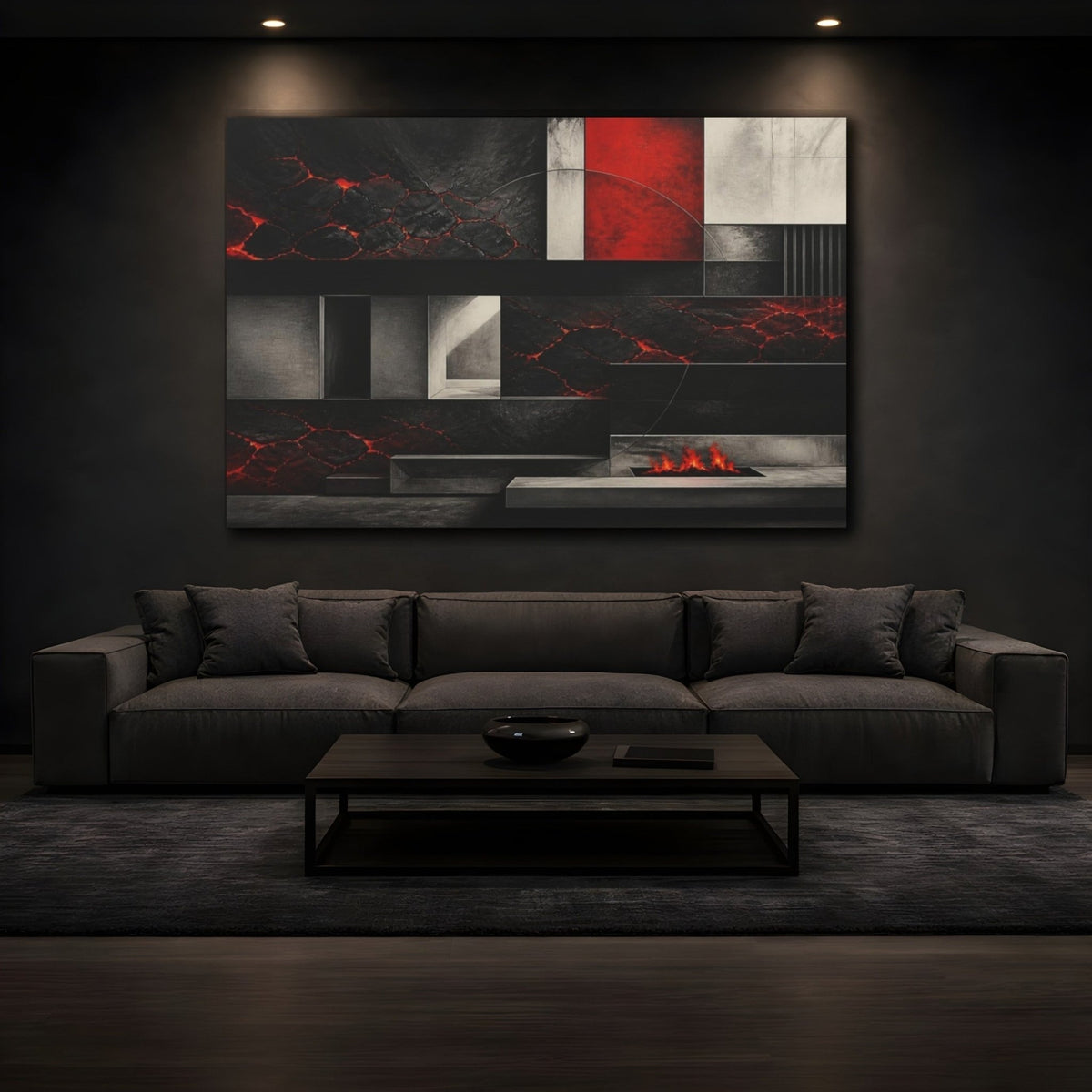 Modern Molten Lava Panel Canvas Print Wall Art – Living Room Decor, Above Fireplace - YesArtYes
