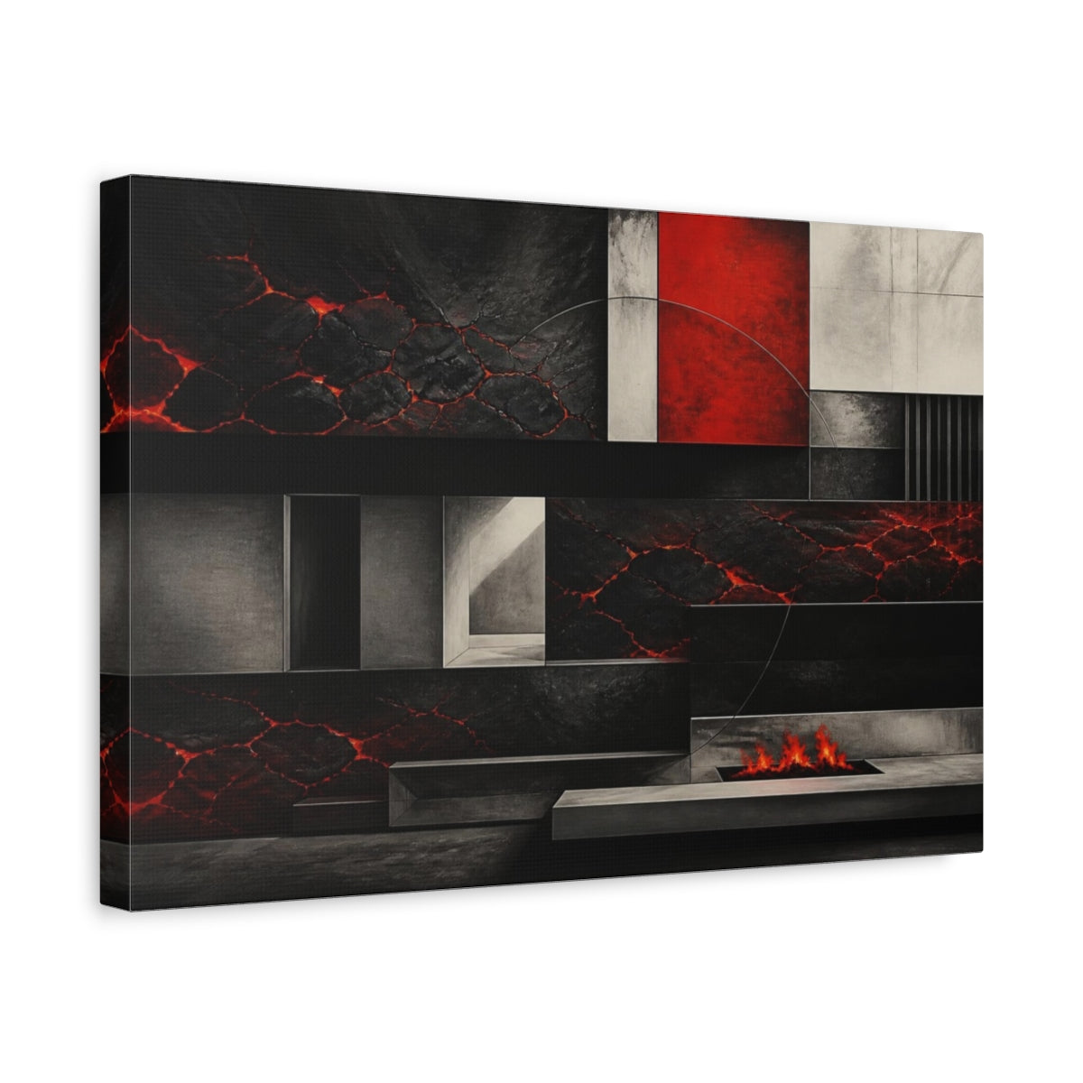 Side Mockup 4. Modern Molten Lava Panel shown as canvas print