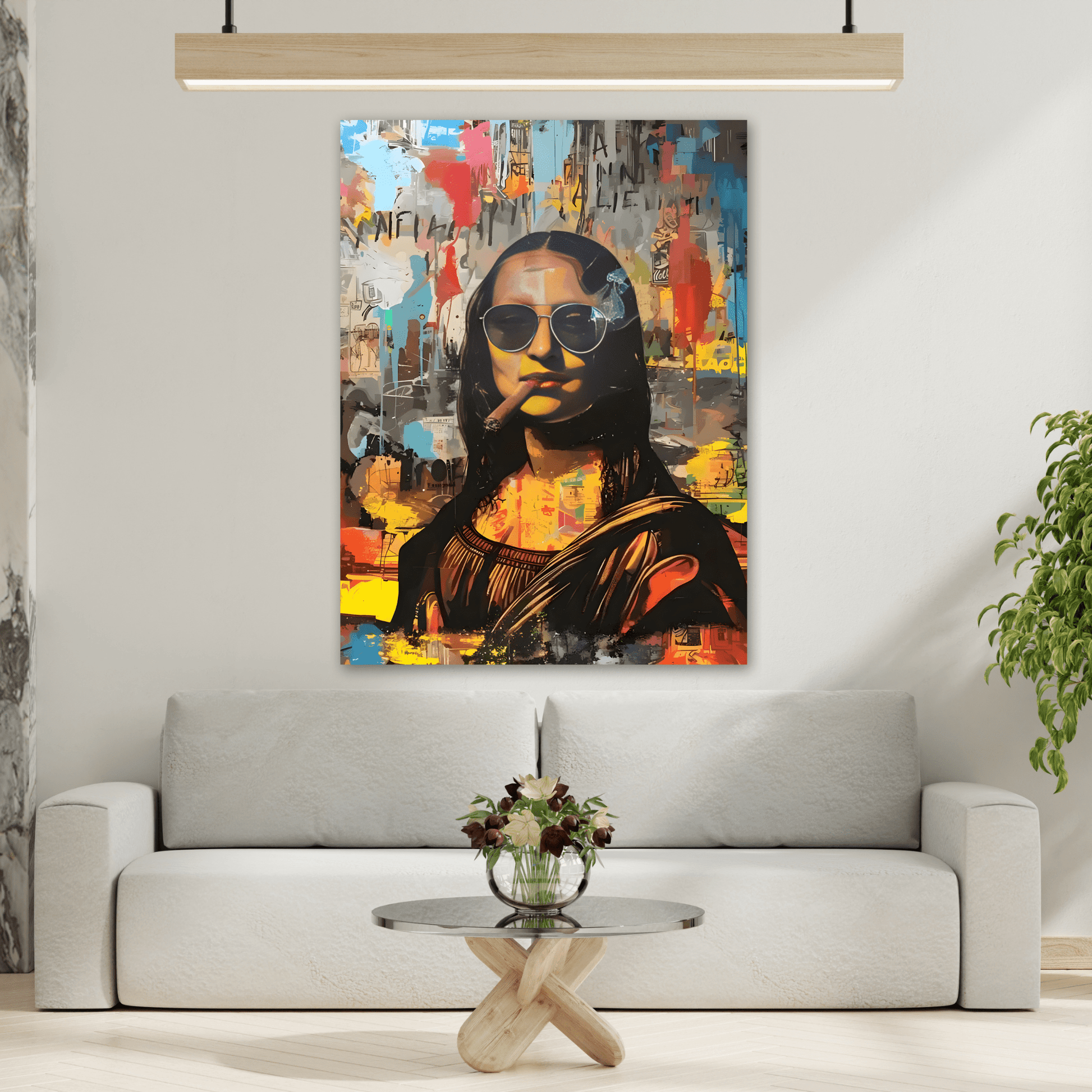 Modern Mona Lisa Canvas Wall Art Print, Fashionable Retro Artistic Bar Decor - YesArtYes