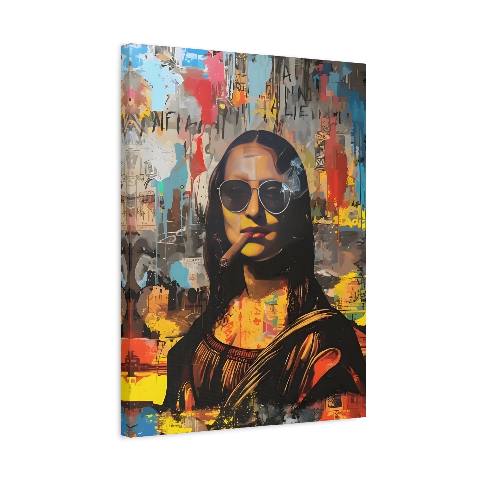 Modern Mona Lisa Canvas Wall Art Print, Fashionable Retro Artistic Bar Decor - YesArtYes