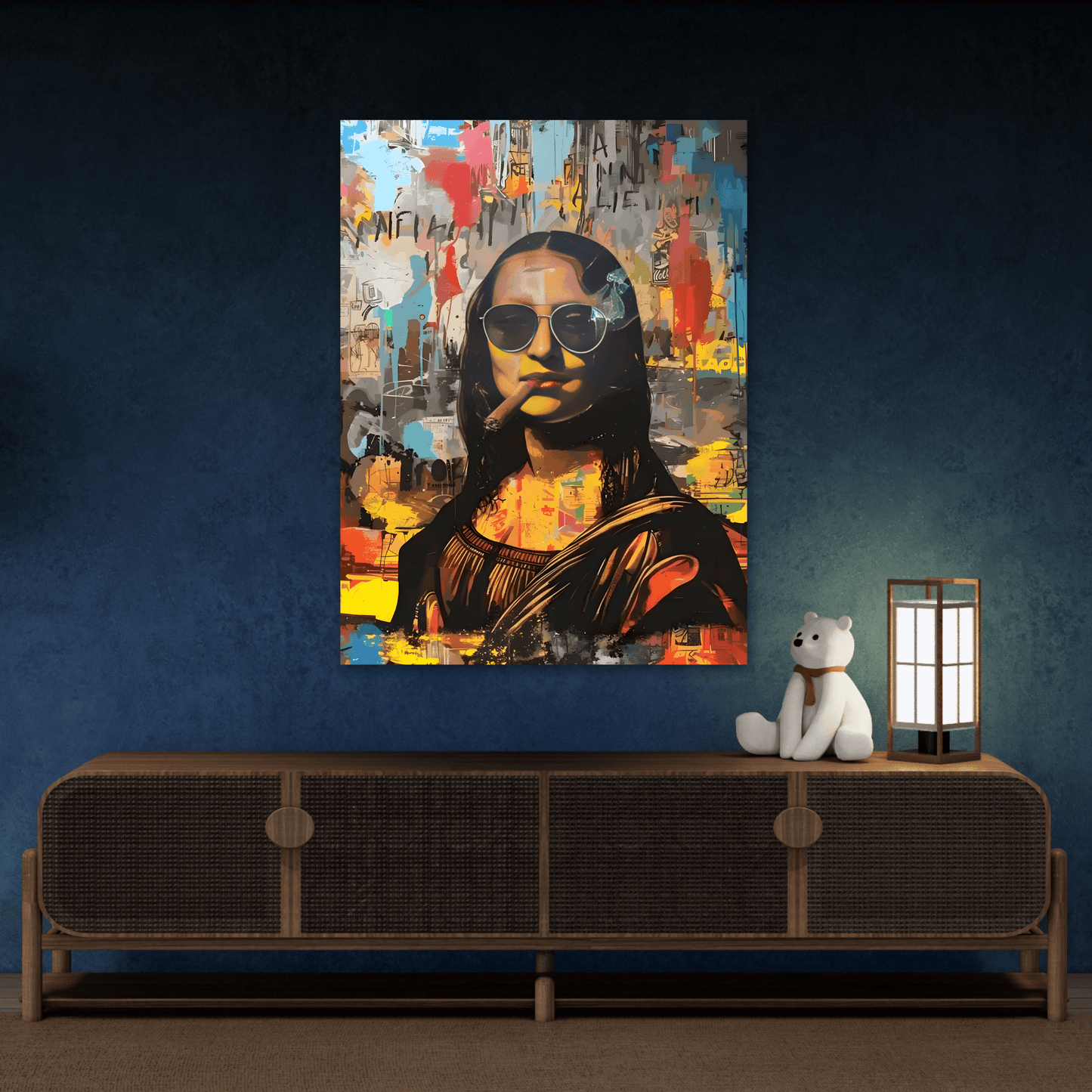 Modern Mona Lisa Canvas Wall Art Print, Fashionable Retro Artistic Bar Decor - YesArtYes