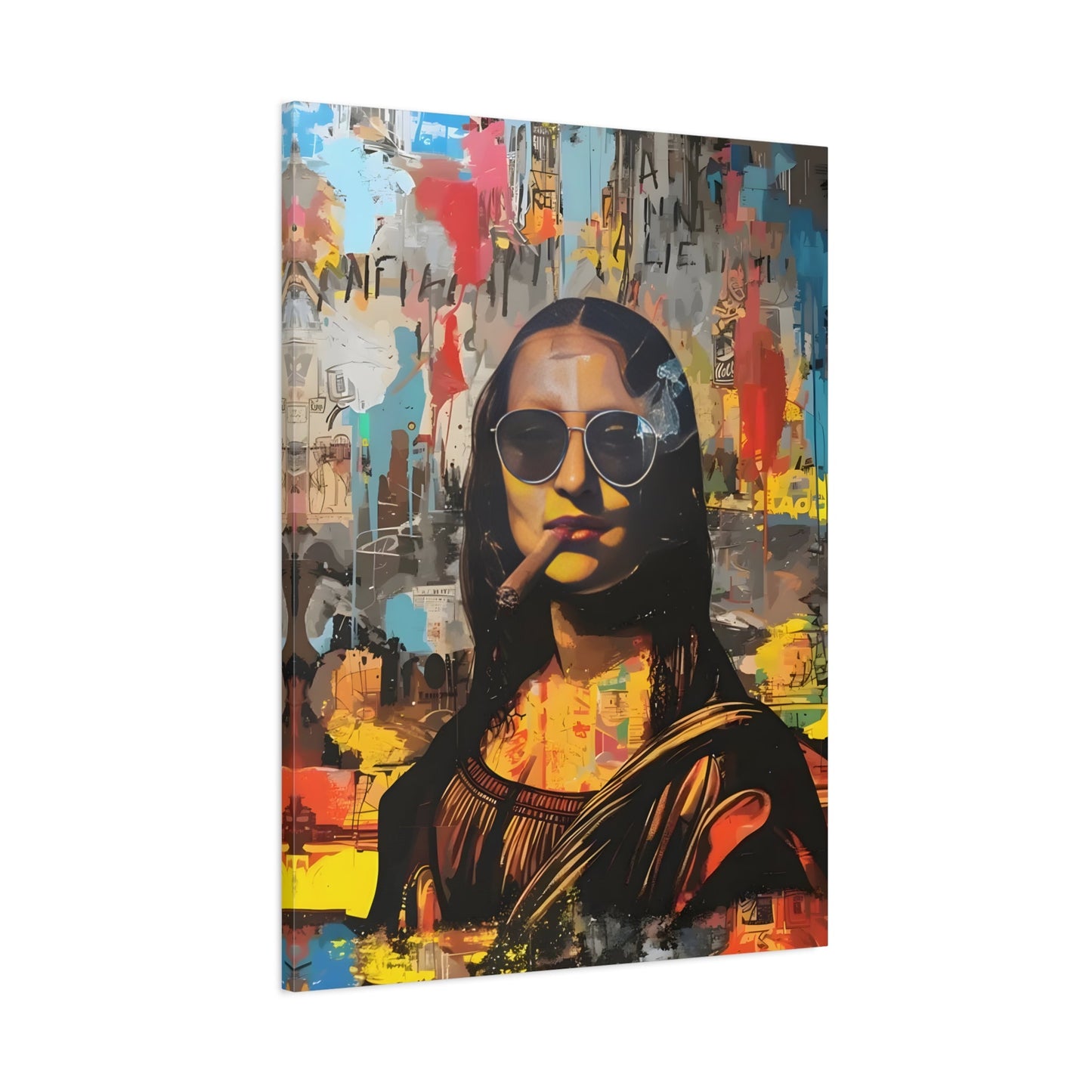 Modern Mona Lisa Canvas Wall Art Print, Fashionable Retro Artistic Bar Decor - YesArtYes