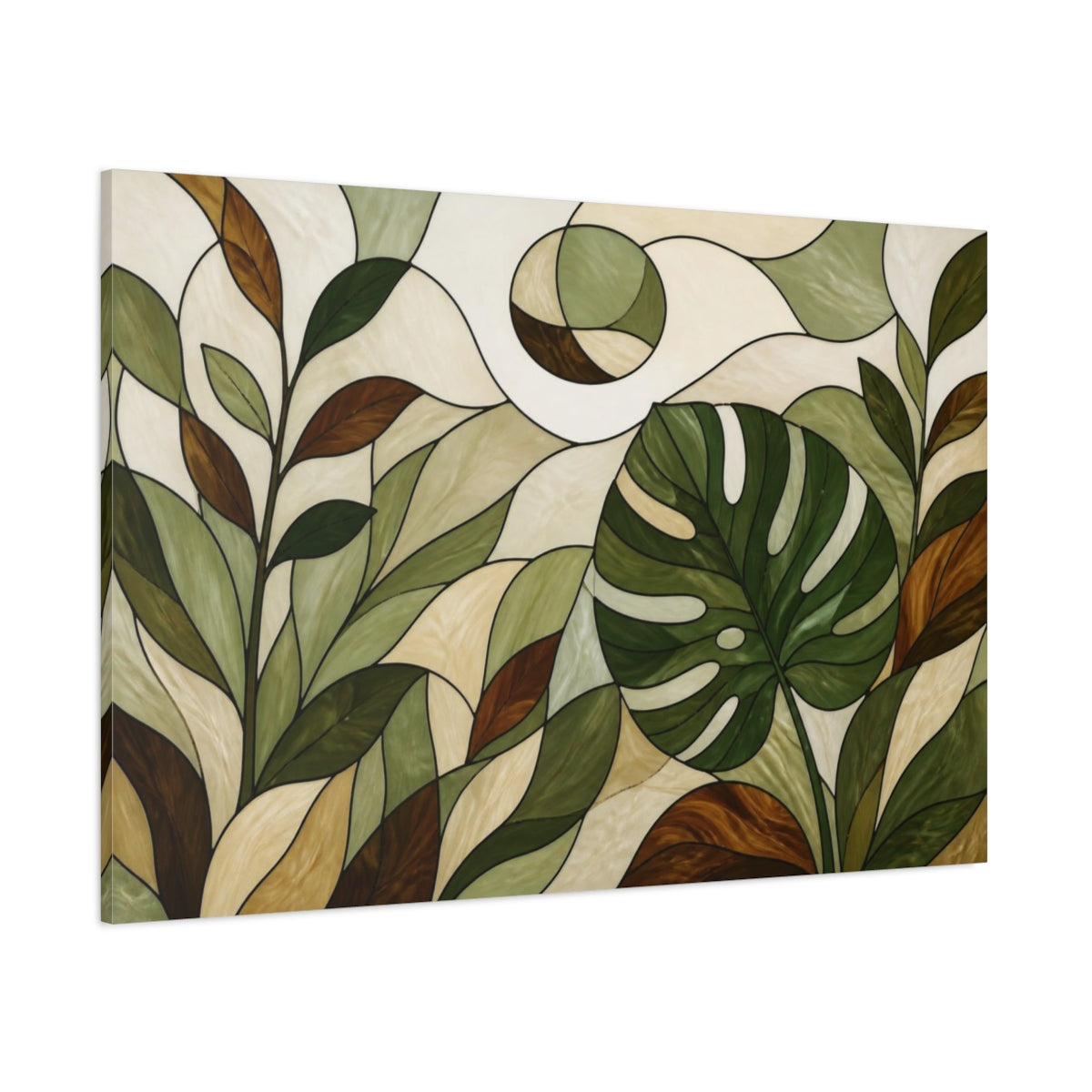 Side Mockup 1. Modern Monstera Leaf shown as canvas print