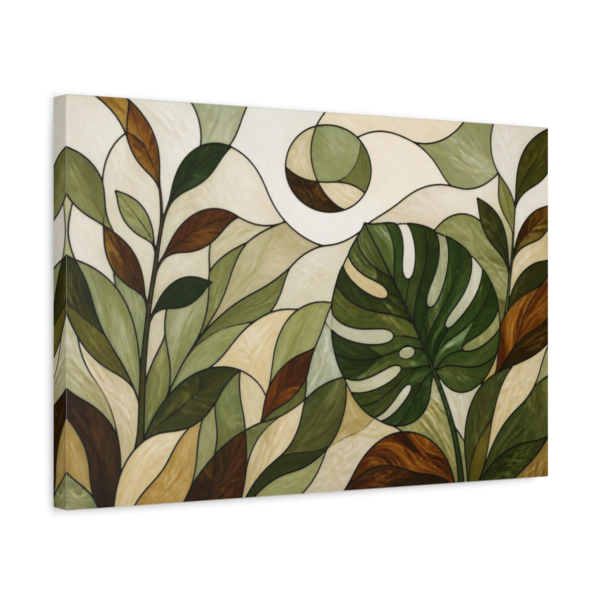 Side Mockup 3. Modern Monstera Leaf shown as canvas print