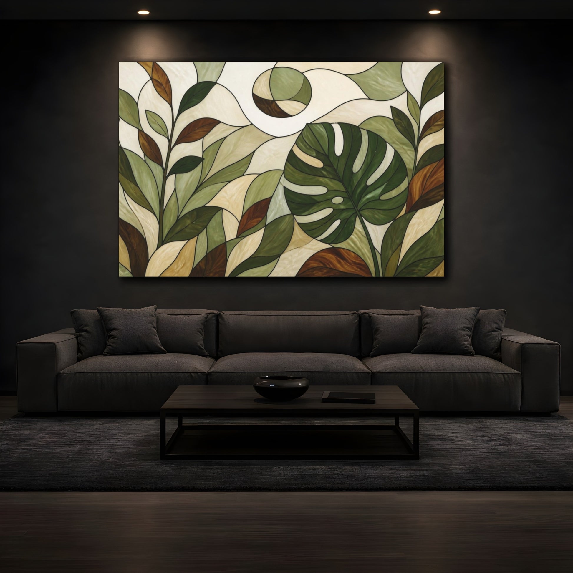 Mockup 3. Modern Monstera Leaf shown as canvas print
