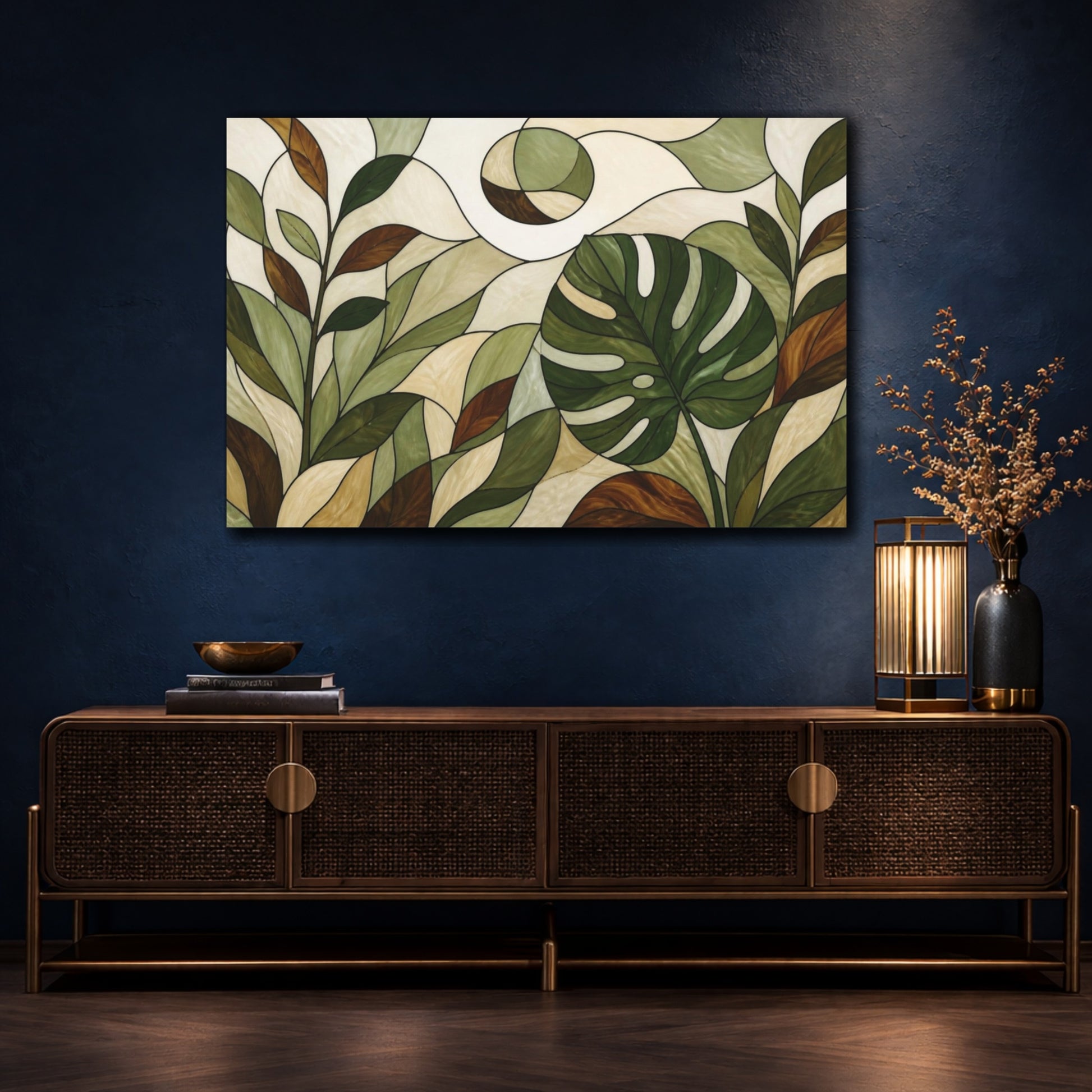 Mockup 4. Modern Monstera Leaf shown as canvas print