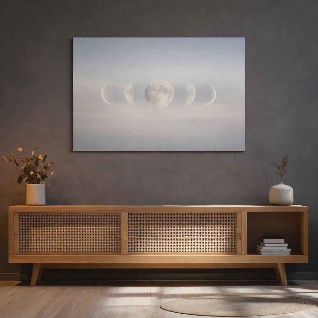 Modern Moon Phases Nature - Canvas Wall Art Print - YesArtYes