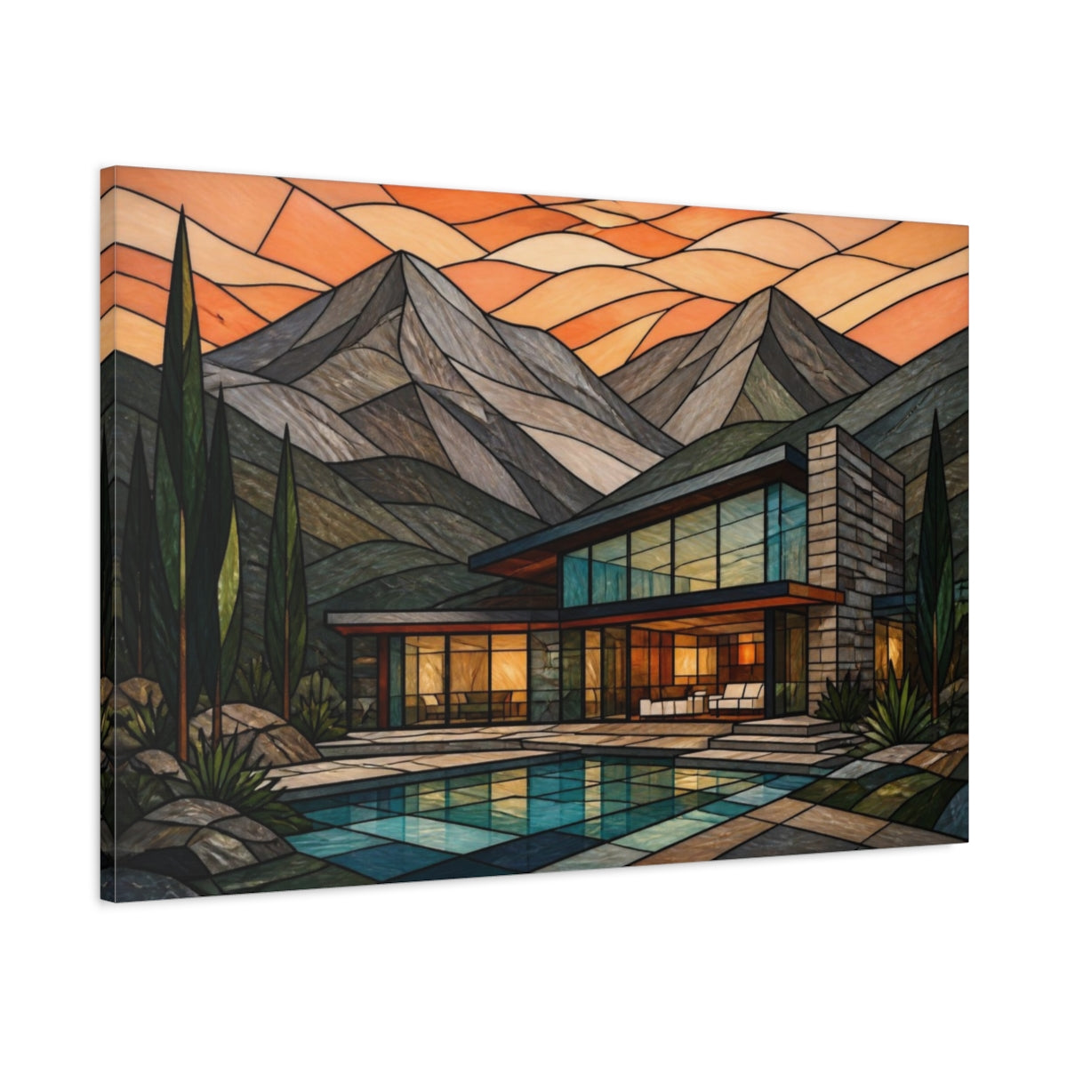 Main Mockup. Modern Mountain House shown as canvas print