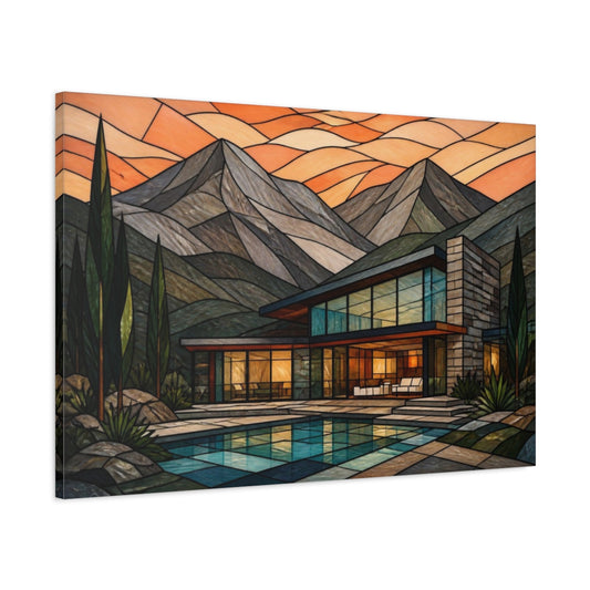 Main Mockup. Modern Mountain House shown as canvas print