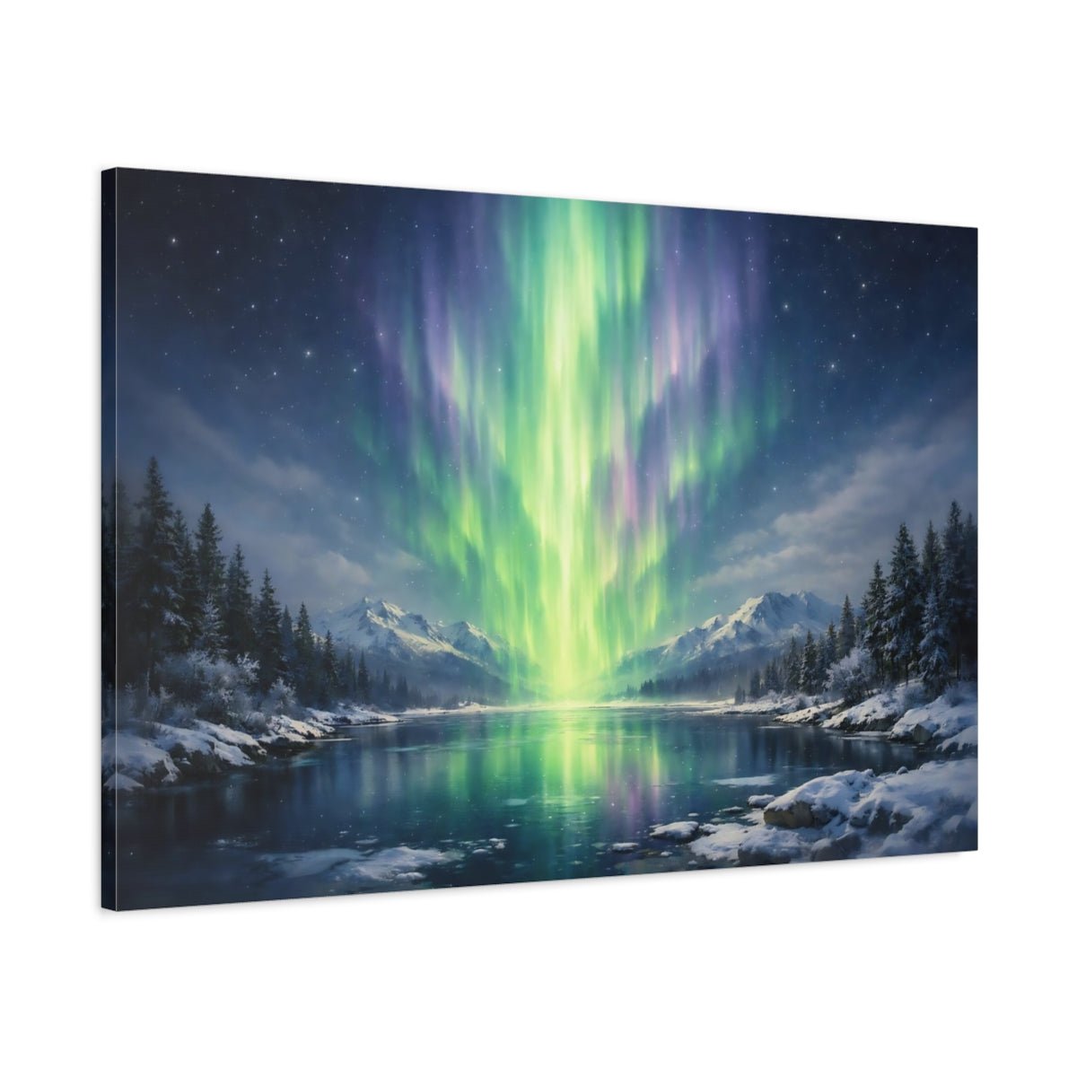 Modern Northern Lights Aurora Borealis Nature - Canvas Wall Art Print - YesArtYes