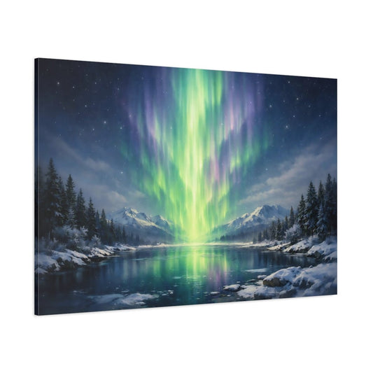 Modern Northern Lights Aurora Borealis Nature - Canvas Wall Art Print - YesArtYes